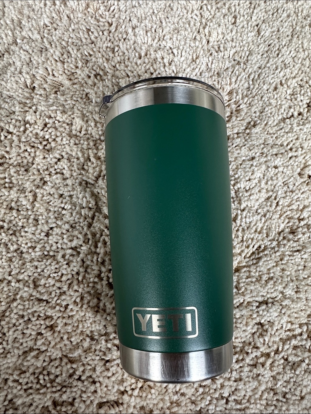 Yeti Forest Green Stainless Tumbler with Silver Accents 20oz